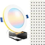 Sunco 96 Pack 6 Inch Ultra Thin LED Recessed Ceiling Lights with Night Light, 1500 LM, Selectable CCT 2700K/3000K/4000K/5000K/6000K, Dimmable, 15W, Canless with Junction Box