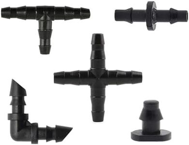 Kalolary Irrigation Fittings Kit, Drip Irrigation Barbed Connectors for 1/4-Inch Flower Vegetable Garden Lawn Water Hose Connectors(80 Straight Barbs+60 Tees+20 Elbows+20 End Plug+20 4-Way Coupling)