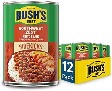 BUSH'S BEST 15 oz Canned Southwest Zest Pinto Beans, Source of Plant Based Protein and Fiber, Low Fat, Gluten Free, (Pack of 12)