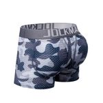 JOCKMAIL Men Padded Underwear Mesh Camoflage Butt Lifting Back Hip Padded Men's Boxers Short Buttoceks Underpants (L,Camoflage-grey)