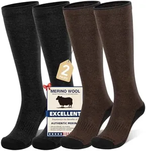 Iambamboo Merino Wool Compression Socks for Women&Men 15-20mmHg Knee High Breathable Socks for Flying, Athletic, Travel - 2 Pack
