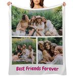 Personalised Blankets with Photos Pictures Text for Adult Custom Collage Flannel Throw Blankets Birthday Christmas Halloween Fathers Mothers Valentines Day Gift