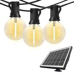 Banord 100FT Solar String Lights, Outdoor Solar Powered Patio Lights with 48 (1 Spare) Shatterproof G40 Bulbs, Waterproof Solar Hanging Lights String for Garden, Backyard, Patio