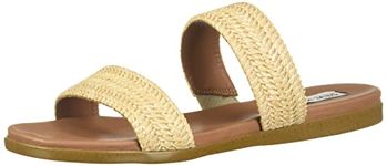 Steve Madden Women's Dual Flat Sandal, Natural Raffia, 4.5 UK