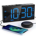 Digital Alarm Clock for Bedrooms, Bed Shaker Alarm Clock Large Display Digital Clock for Seniors with USB Charger Sunrise Alarm Clock with Day of Week