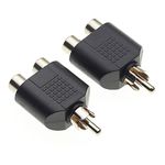 RCA Plug Phono Splitter Joiner Adapter 2 x RCA Sockets, Pack of 2