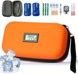 24-Hour Insulin Cooler Travel Case TSA Approved Medication Diabetic Cooler for Daily Life Trip with Thermometer Temperature Display Refrigerated Medicine Organizer Bag Includes 2 Ice Packs(Orange)