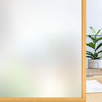 rabbitgoo Window Films for Privacy, Static Cling Frosted Glass Window Sticker, Non-Adhesive Sun Blocking Window Covering Frosting Window Vinyl Bathroom Sliding Glass Door, 17.5" X 78.7",Pure Frosted