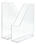 HAN i-Line 16501-23 Magazine File Pack of 2 Elegant Modern High-End Magazine File for Notebooks, Magazines and Folders up to A4/C4 Format Transparent Crystal Clear