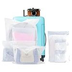 25 PCs Frosted Resealable Hospital Bag Organiser Pouches, Cooyou Packing Cubes Waterproof Travel Storage Bags, No Hole Plastic Ziplock Bags for Clothes, Shoes, Cosmetics(5 Size)