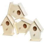 Baker Ross EC1235 Mini Wooden Birdhouses (Box of 4) For Kids to Decorate, Arts and Crafts,12 x 9.5 cm