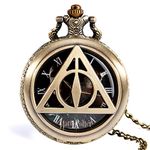 Bronze Triangle HP The Deathly Hallows Lord Analog Quartz Pocket Watch Necklace Collectibles for Men Women Kids