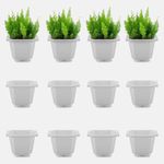 YUCCABE ITALIA SHERA Octa Square 6 Inch Planter 12 Pices Set of Plastic Flower Pot Suitable for Indoor and Outdoor Garden Premium Lightweight Pot for Plants (White)