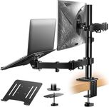 Heymix Dual Monitor Stand with Laptop Tray - Dual Monitor Arm Desk Mounts,Desk Monitor Arm Laptop Stand,Monitor Arm with Laptop Stand,Screen Mount with Laptop Arm,Vesa Mount Up to 8Kg Gaming Screens