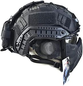 JFFCESTORE MH Updated Version Fast Tactical Helmet Combined with Foldable Half Face Mesh Mask and Goggles for Paintball CS Game Set BCP