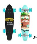 Jaspo My Rules Cruiser (28 x 8 inches) Wooden (Canadian Maple) Fully Assembled Skateboard with ABEC-7 608zz Bearings Perfect for Kids |Teenagers|- Made in India (My Rules)