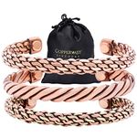 Coppervast Copper Bracelets- for Men and Women| Set of 3 with Gift Bag |Handmade 100% Copper