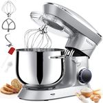 9.5 Qt Stand Mixer, 10-Speed Tilt-Head Food Mixer, Vezzio 660W Kitchen Electric Mixer with Stainless Steel Bowl, Dishwasher-Safe Attachments for Most Home Cooks (Silver)