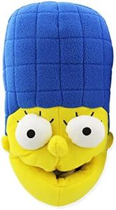 The Simpsons Novelty Plush Adult Womens 3D Marge Simpson Face Slippers, Blue/Yellow, Small