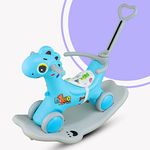 Clever Fox Dino DLX Dinosaur Ride on Musical Toy Rockers for Kids/Rocker Indoors & Outdoors Made in India for 1-3 Years Unisex Kids (Blue)