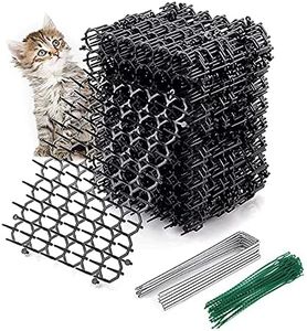 12PCS Cat Scat Mat with Spikes, Cat Animal Spikes Repellent Deterrent Mat Plant Prickle Strip Dig Stopper with 12 Nails and 20 Cable Ties for Indoor Outdoor Garden Fence(20*15.5cm)