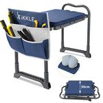 ikkle Garden Stool Kneeler and Seat Heavy Duty, Upgraded Folding Gardening Bench with Thicker Wider Detachable Kneeling Pad and Tool Store Pouches, Great Gift for Seniors - Blue (Patented)