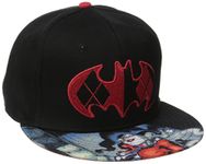 DC Comics Men's Harley Quinn Sublimated Visor Flat Brim Snap Back, Black, One Size