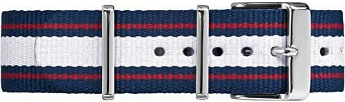 Timex Watch Bands TW7C06900GZ 20mm Double-Layered Nylon Strap Nylon Multi-Color Watch Strap, Blue/White/Red Nylon, Modern