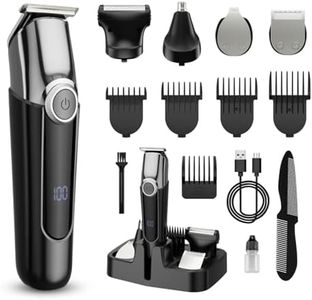 SilkGlow Beard Trimmer for Men, 5 in 1 Electric Razor for Men, Cordless Hair Clippers, Waterproof Grooming Kit for Shaving Face, Mustache, Body, Ear, Nose Hair Trimmer, Black