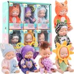 Hanaive 6 Pcs Christmas Mini Baby Dolls 4 Inch Lifelike Realistic Baby Dolls Mini Reborn Cute Baby Dolls Tiny Baby Doll Birthday Set for Girls Boys Toddlers and Kids (Classic)