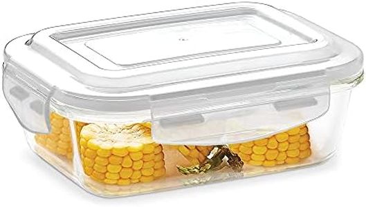 Borosil Klip N Store 1040ml Rectangular Glass Food Storage Container with Air Tight Lid | Borosilicate Glass Container for Lunchbox | Microwave & Oven Safe | Transparent