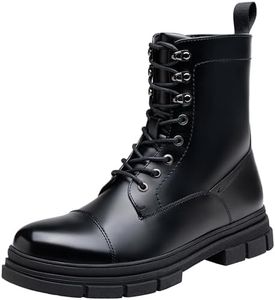 Jousen Mens Boots Casual Fashion Motorcycle Waterproof Combat Boots For Men(AMY8415 black 10)