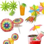 150 Pieces Cocktail Umbrellas,3 Style Handmade Rainbow Cocktail Sticks for Pool Party (10cm, Orange)