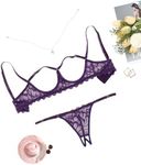 Avidlove Lingerie Set For Women Sexy Bra and Panty 2 Piece Lace Lingerie Set With Underwire Purple M