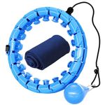 SEDOL Smart Hula Hoop with Weight Ball and Cooling Towel - Smart Weighted Hula Hoop with 24 Detachable Knots and Auto-Spinning Ball - Weighted Hula Hoop For Adults - Fitness Hula Hoops (Blue)