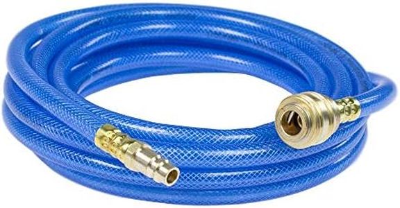Schwabe Tuyau à Air Comprimé avec Doublure Textile en Polyester Série 2050 10 m de Tuyau Compresseur 9 x 3 mm en PVC Raccord Rapide et Embout Enfichable Bleu | 12706