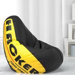 ComfyBean Bag with Beans Filled XL- Official: Jack & Mayers Bean Bags - for Kids - Max User Height : 4 Ft. - Weight : 30 Kgs(Model: Hacker - Black Yellow)