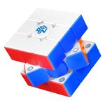GAN356 M E Speed Cube 3x3 Magnetic, Customized 12 Tension Settings & 48 Clear Magnet Capsules, Practice Speedcube for Kids Adults Beginners Travel Games, UV Version