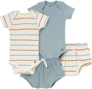Modern Moments by Gerber Baby Boys' Short Sleeve Bodysuit and Shorts Set, Ivory 2 Color Stripe/Medium Teal, 0-3 Months