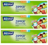 Bacofoil 3 x Zipper Small All Purpose Bags Food Freezing Storage Bags (45 Bags)