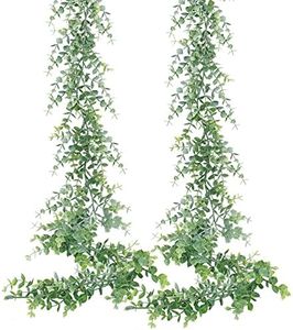 Dolicer 2 Packs Eucalyptus Garland, 12FT Faux Eucalyptus Greenery Garland, Artificial Eucalyptus Leaves Vine, Fake Hanging Eucalyptus Garlands Wedding Backdrop Arch Wall Table Party Decor (Grey Green)