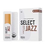 D'Addario Organic Select Jazz Unfiled Alto Saxophone Reeds - Sax Reeds - Individually Sealed - 3 Soft, 10 Pack