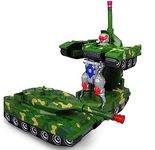 HIGH TRUSTED Deformation Combat Tank Transform Robot Toy with Light & Music Automatic Transforming Robot Tank Toy for Kids with Bump Function (Army Tank)