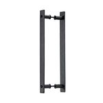 Toprema Black Steel Sliding Barn Door Handle Pull Rustic Two-Sided Flush Flat Bar-to-Bar Handles Wood Door Hardware