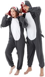 GOGOBOND Unisex Adult Onesies, Halloween Costume Fleece Long Sleeve Shark Pajamas Sleepwear Homewear for Women Men M