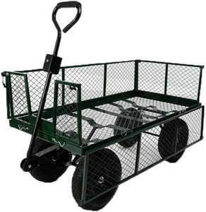 Directly2U Garden Dump Rolling Cart with Heavy Duty Metal Frame,13 Inch Pneumatic Tires Maximum Load Capacity of 500kg, Garden Trolley Cart, Camping Cart, Wagon Cart, Beach Trolley, Outdoor Cart