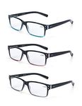 LANLANG 3-Pack Reading Glasses 2.0 for Men 3 Colors Clear Lens including 0-3.5 diopters L-L007