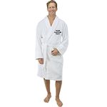 Unisex Personalised Bathrobe Custom with Your Text Embroidery Bathrobes - Stars & Stripes Brand (White) Bathrobe L/XL