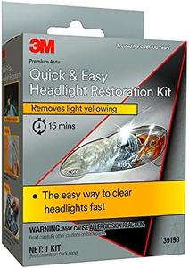 3M Quick and Easy Headlight Restoration Kit, Removes Light Yellowing in 15-Minutes, 39193, 1 Kit