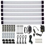 AIBOO Under Cabinet Lights Kit LED Rigid Bar with Dial Dimmer Switch for Kitchen Cupboard Closet Lighting (6000K Daylight White, 6 Panels)